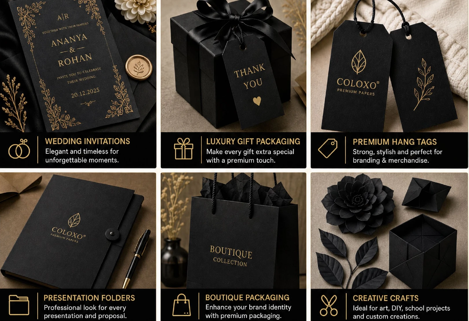 Black Kraft Paper Range application examples and end uses